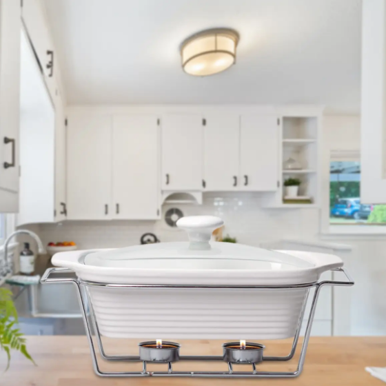 Марміт прямокутний 2,4л 33см кераміка скляна кришка + метал.підставка 6403 KAMILLE Житомир - изображение 8