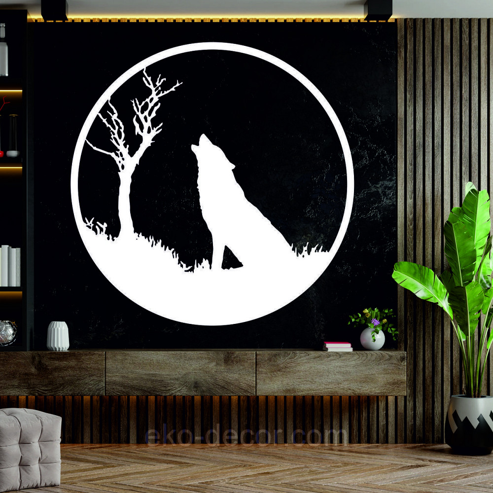 Декоративное настенное Панно «Волк», Декор на стену 50*50 cv, Белый Киев - изображение 3