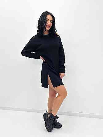 Повседневное теплое платье с булавкой Moana батал 50-52, Черный Киев