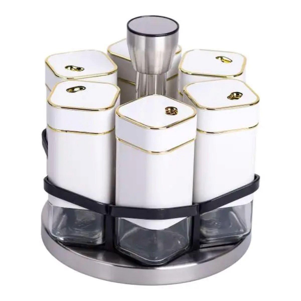 Набір для спецій 6 ємностей карусель для приправ на підставці Білий HP-1314 Київ - фото 2