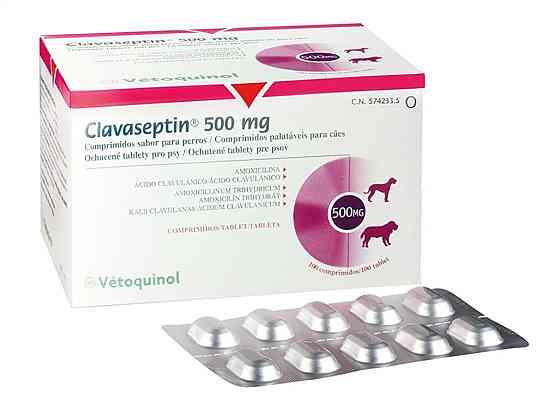 Клавасептин (Clavaseptin) 500 мг 10 табл. - 1табл./40кг (для лікування захворювань шкіри кішок і собак) Vetoquino Вінниця