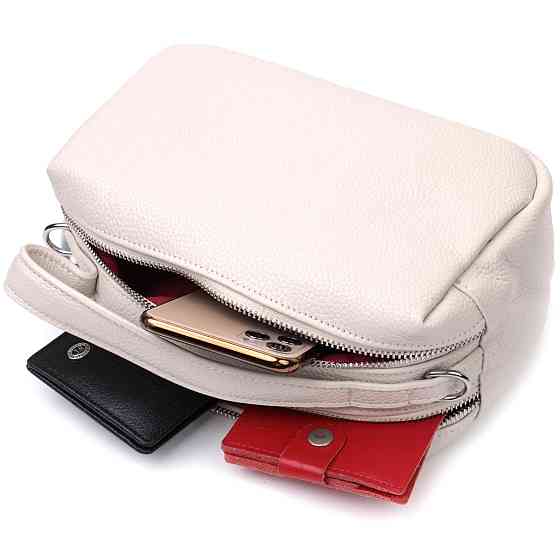 Жіноча прямокутна сумка на два відділення з натуральної шкіри Vintage 22344 Біла Київ