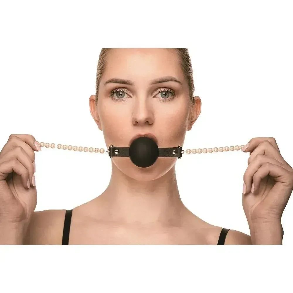 Кляп-кулька Guilty Pleasure Pearl з перлами, чорно-золотий Sex Aura Київ - фото 6