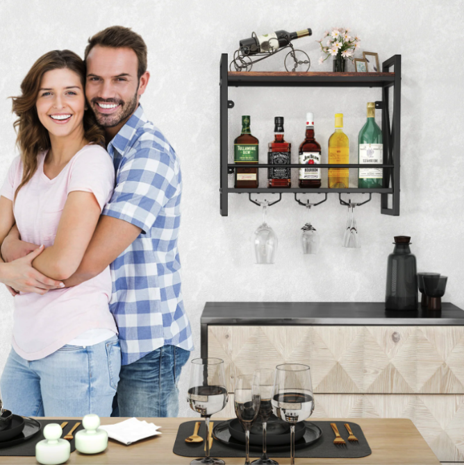 Настінний винний стелаж Costway Lagom у стилі Loft Київ - фото 6