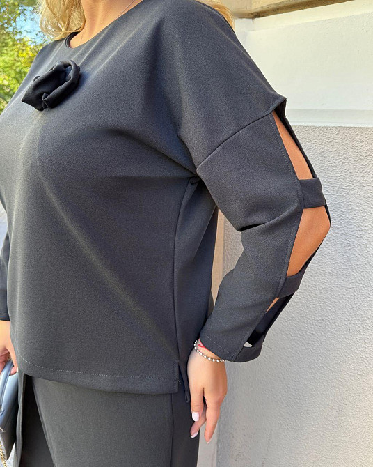 Женский батальный костюм двойка креп дайвинг Графит, 60/62 Одесса - изображение 8