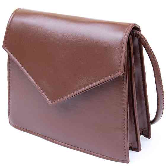 Горизонтальна сумка з лініями зі шкірозамінника Коричнева (Vintage) Київ