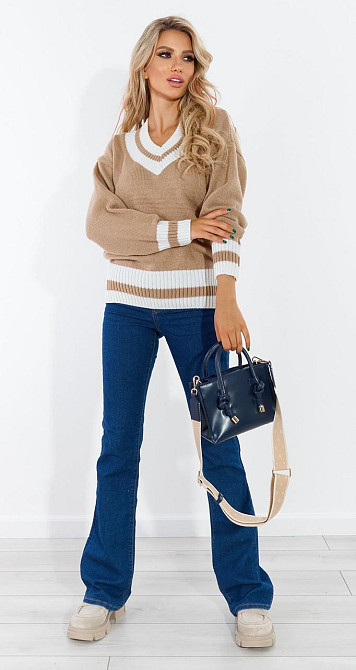 Светр з оздобленням у смужку (48-52) Київ - фото 2