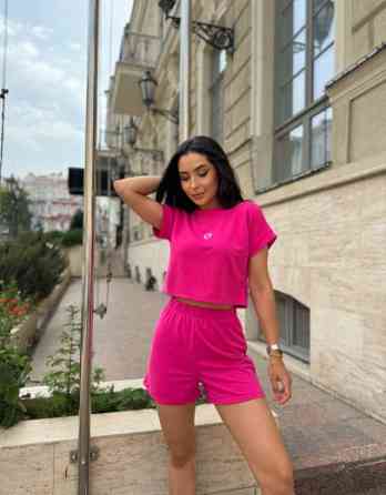 Трикотажний літній костюм шорти і футболка "Carter"| Батал Малиновий, 50-52 Київ