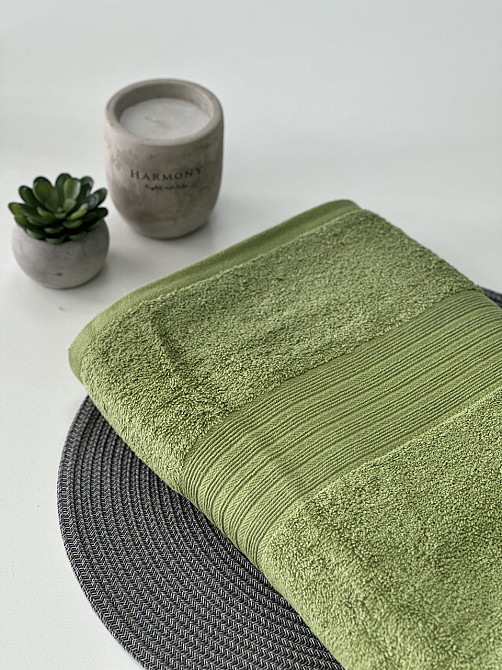 Полотенце банное Ideal Textile однотонное 500 г/м2 70х140 см (56860394) Оливка 1 шт Черновцы - изображение 7