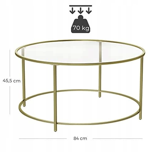 Журнальний столик Leobert Oskar круглий з скляною стільницею золото Киев - изображение 3