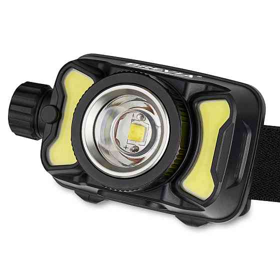 Ліхтар налобний Brevia 600Lm, 3W CREE XPG+COB, 1200mAh/3xAAA, Zoom, з сенсором білий/червоний Львів