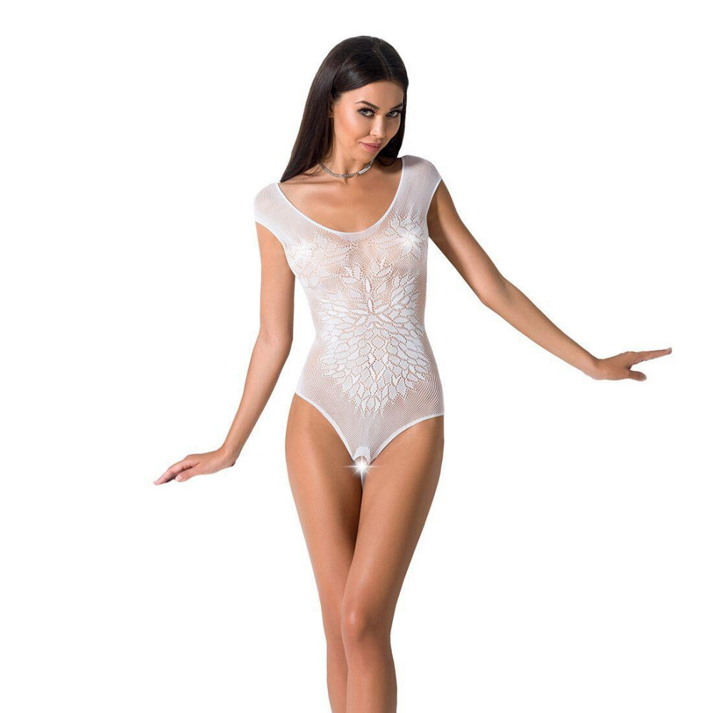 Бодістокінг Passion BS064 One Size, White, боді, закрите плече, відкритий доступ Sex Aura Київ - фото 1