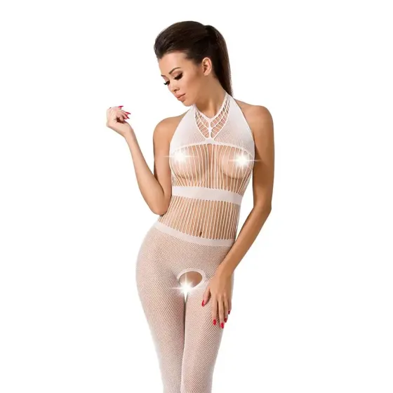 Бодістокінг Passion BS048 white, комбінезон, імітація колгот та відкритого топа Львів