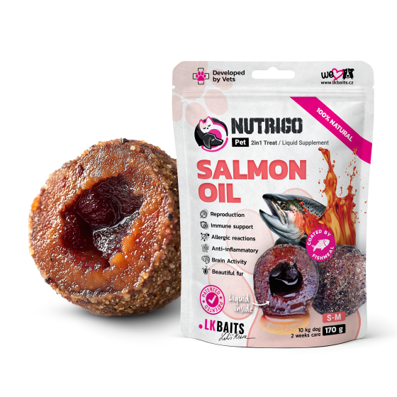 LK Baits Pet Nutrigo Salmon Oil S-M Функціональні ласощі для собак середніх порід з олією лосося (Ø 20 мм), 170 г Київ