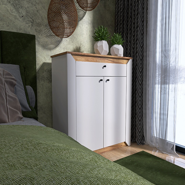 Тумба закрита Еверест Нордік-800 80х38х100 см Білий + Дуб крафт золотий (DTM-5529) Львів - фото 3