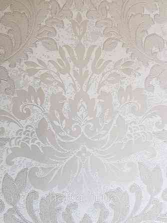 Шпалери метрові вінілові на флізелін Marburg Villa Romana класичні вензелі завитки бежеві білі срібло Київ