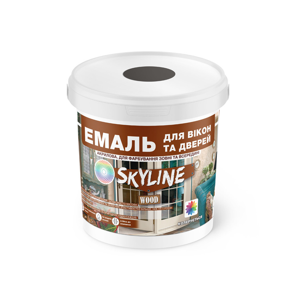 Акрилова емаль для вікон та дверей SkyLine Wood без запаху, з протигрибковим ефектом, графітова, 0.4 л Харків - фото 9