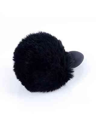 Анальна пробка - Bunny Tail Silicone Black Plug Black Sex Aura Київ
