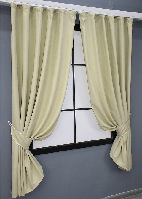 Комплект коротких штор VR-Textil Мікровелюр SPARTA № 844ш Кремовий 130х170 см 2 шт (35-0006) Київ - фото 2