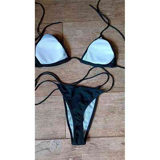 Купальник бікіні роздільний із м'якою чашкою на зав'язках XS-S чорний Вінниця