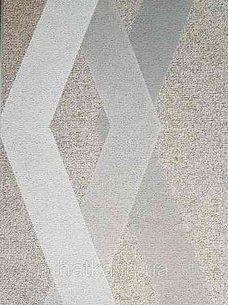 Шпалери вінілові на флізеліні Marburg 0.53х10 Giulia геометрія смуги зиґзаґ білі сірі бежеві на коричневому Київ