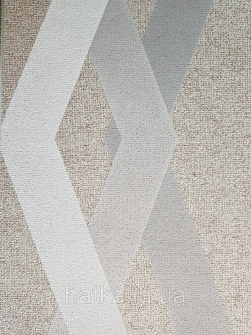 Шпалери вінілові на флізеліні Marburg 0.53х10 Giulia геометрія смуги зиґзаґ білі сірі бежеві на коричневому Київ - фото 2