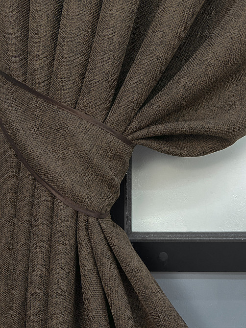 Комплект коротких штор VR-Textil Льон ELEMENTA № 1867ш Венге 130х170см 2 шт (35-0443) Київ - фото 4