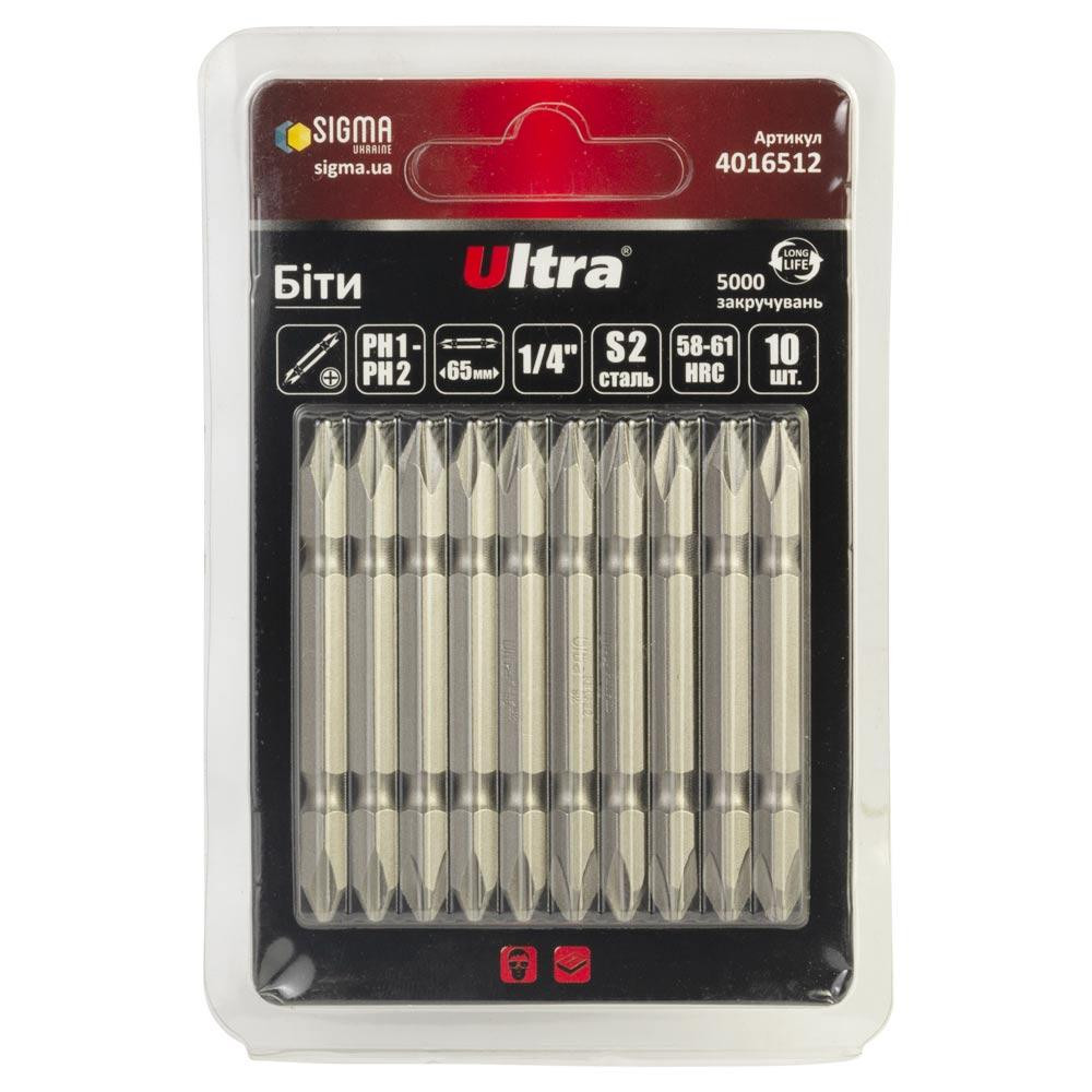Біти PH1-PH2×65мм 1⁄4" 10 шт S2 (блістер) ULTRA (4016512) Київ - фото 1