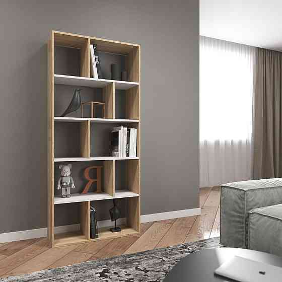 Стелаж VAYS D-1, книжкова полиця на 10 комірок, ЛДСП, 80×30×178 см – для дому, вітальні, офісу Львів