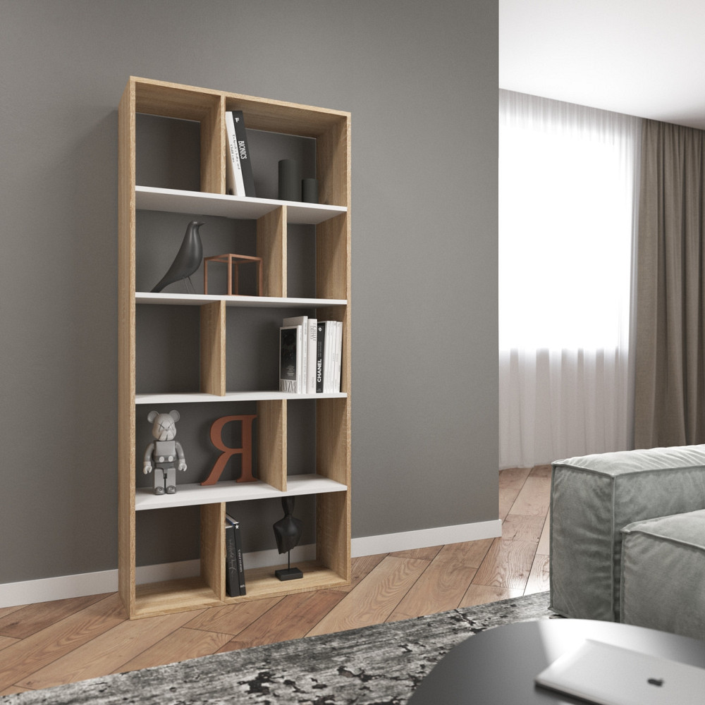 Стелаж VAYS D-1, книжкова полиця на 10 комірок, ЛДСП, 80×30×178 см – для дому, вітальні, офісу Львів - фото 2