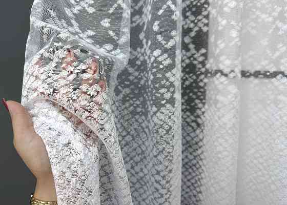 Короткая тюль, высота 1,6 м., жаккард цвет белый 1787т Киев