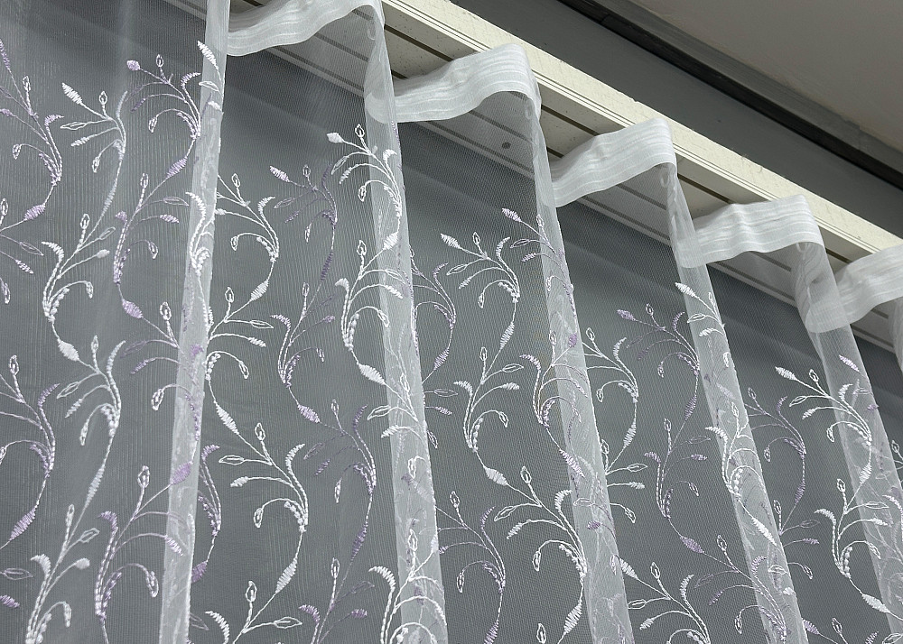 Тюль фатин с вышивкой и люрексом цвет белый с сиреневым 1653т Киев - изображение 8