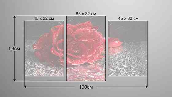 Модульна картина Квіти Роза (53х100см) Art-85_3 Київ