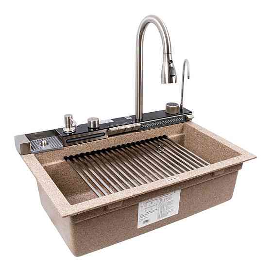 VALESO Мийка гранітна VALESO 6846 IRENA (карамель) матова, повна комплектація (Водоспад) Коломыя