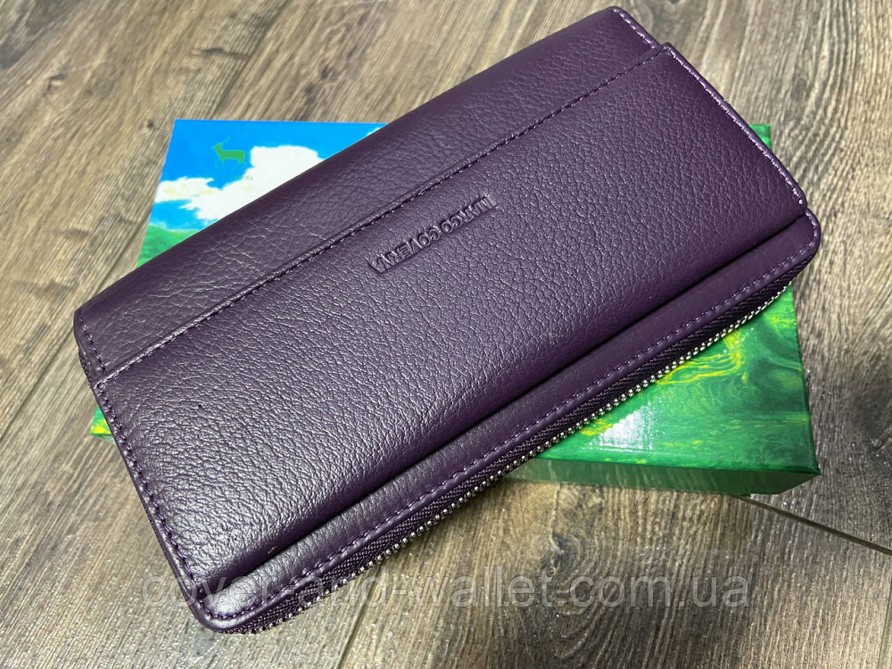 Жіночий фіолетовий гаманець-клатч із натуральної шкіри на змійці Marco Coverna MC 6054-11 Київ - фото 1