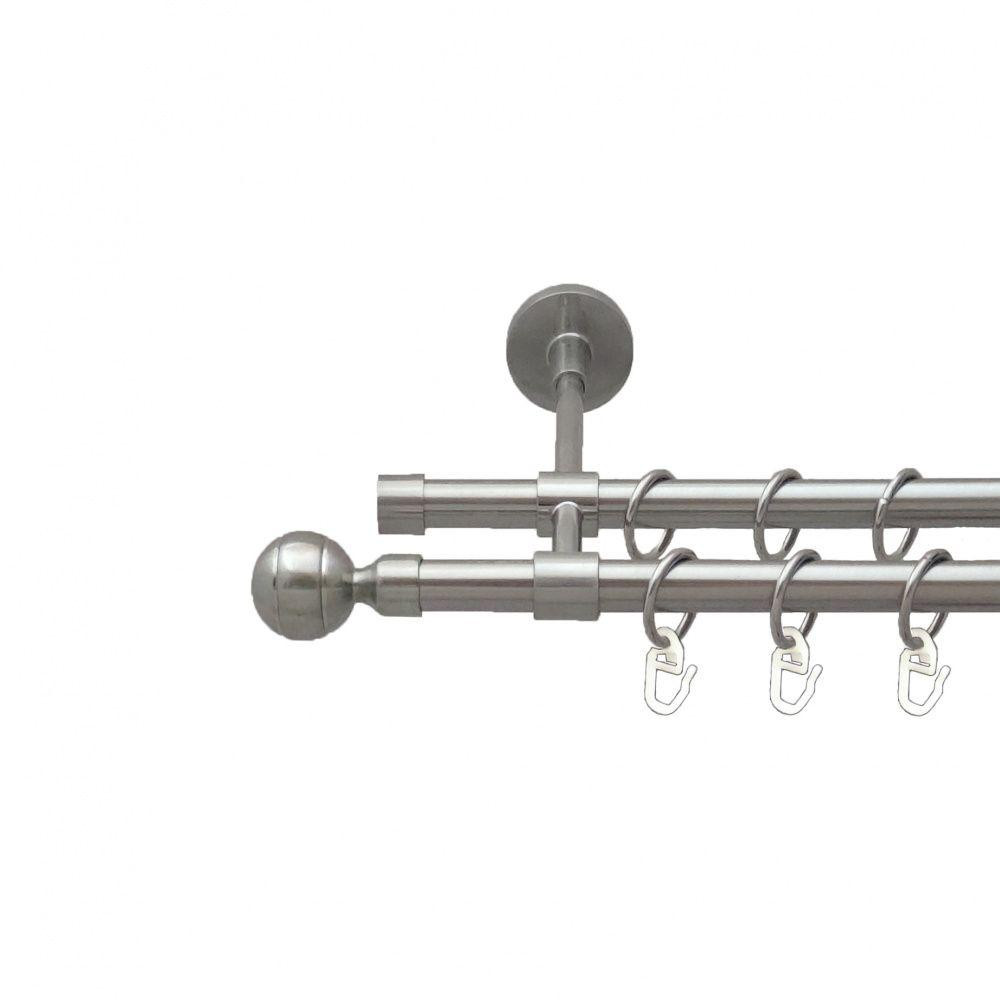 Карниз Orvit Паола металевий дворядний закритий гладка труба кільце металеве Нержавіюча Сталь 16\16 мм 300 см Львов - изображение 1