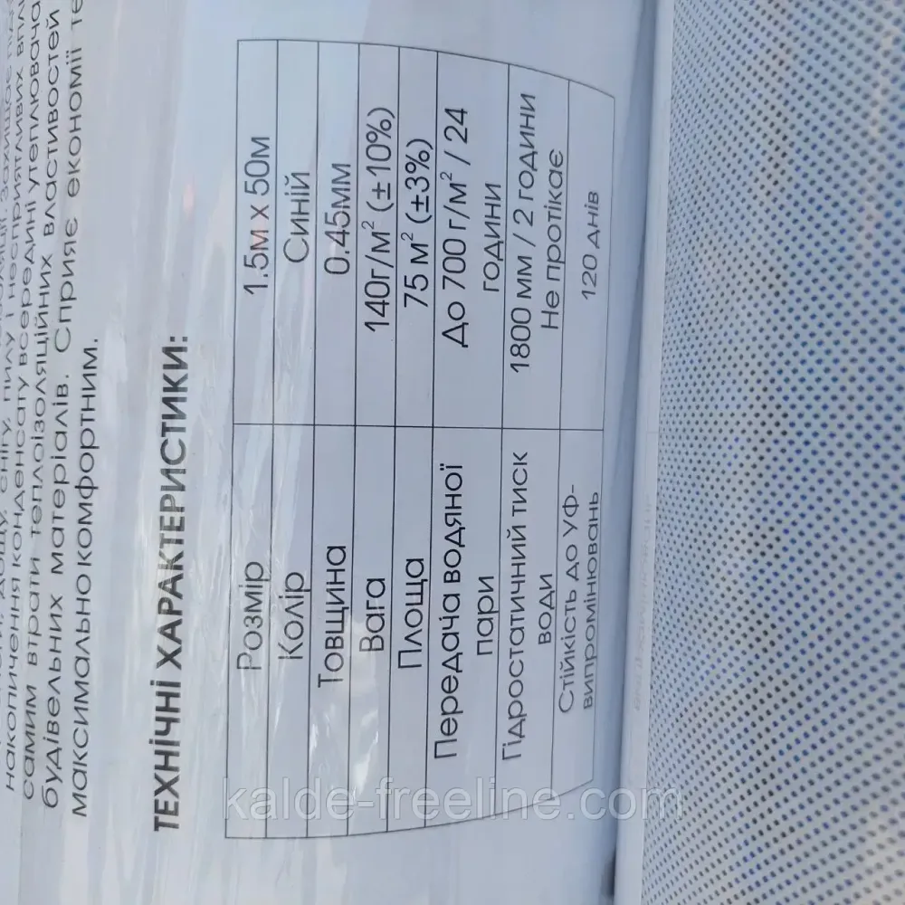 Мембрана супердиффузионная 140 г/м.кв. Рулон 1.5х50м (75м.кв.) 