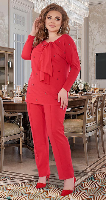 Комфортный костюм с жемчугом большого размера (50) Киев - изображение 4