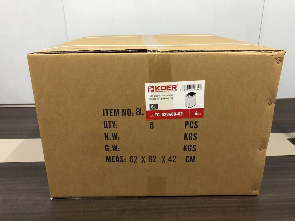 Відро для сміття сенсорне прямокутне Koer TC-020408-02 8 л колір нержавійка (KR5588) Київ - фото 10