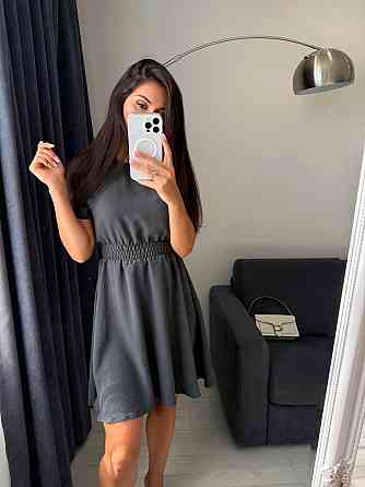 Жіноче легке приталене базове плаття креп жатка Сірий, 42/44 Одеса