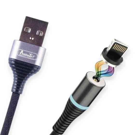 Кабель для заряджання Avantis USB - iPhone, 1.0м, 2.4А чорний швидка зарядка Мукачево