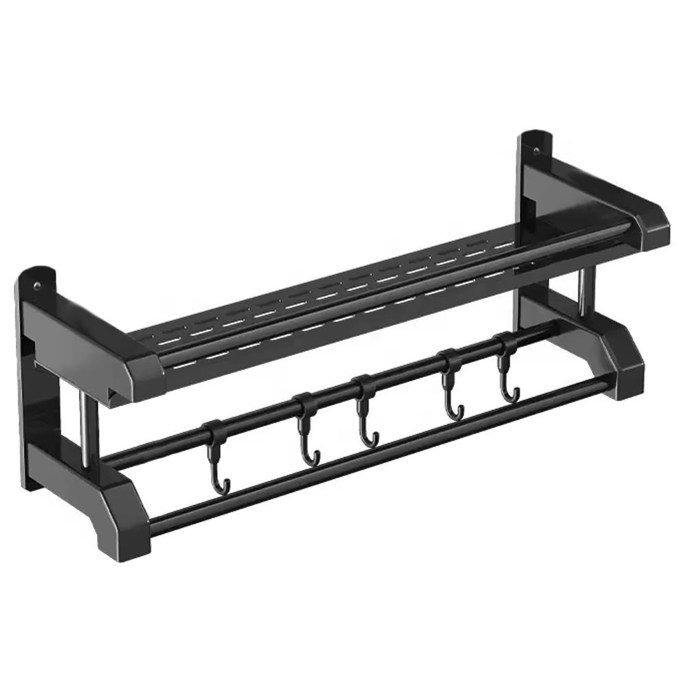 Настенная полка в ванную 40х16х15см + 5 крючков,SKLM-9 SBR Киев - изображение 2