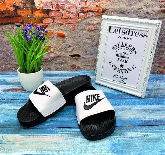 Шльопанці Тапочки Nike Сланці Чорні Білі Жіночі Найк (розміри: 36,37) Дніпро - фото 3