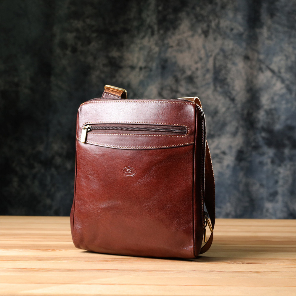 Стильна чоловіча сумка через плече з гладкої натуральної шкіри Tony Perotti 20854_1 (9137-20 moro) Коричневий Київ - фото 10