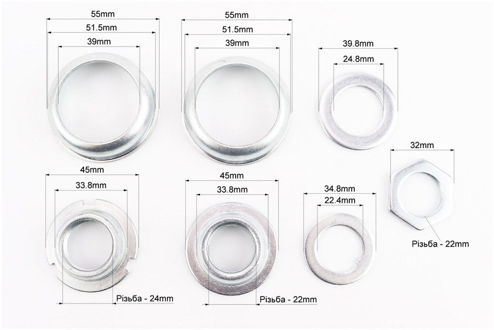 Кріплення каретки BMX з чашками Ø51,5мм, KL-B515 Київ - фото 3