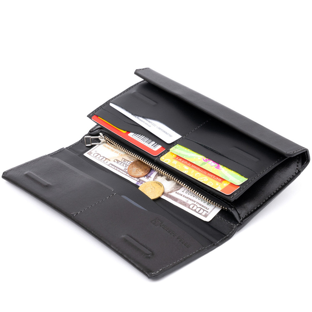 Борсетка элитная кожаная GRANDE PELLE 11277 Черная Киев - изображение 7