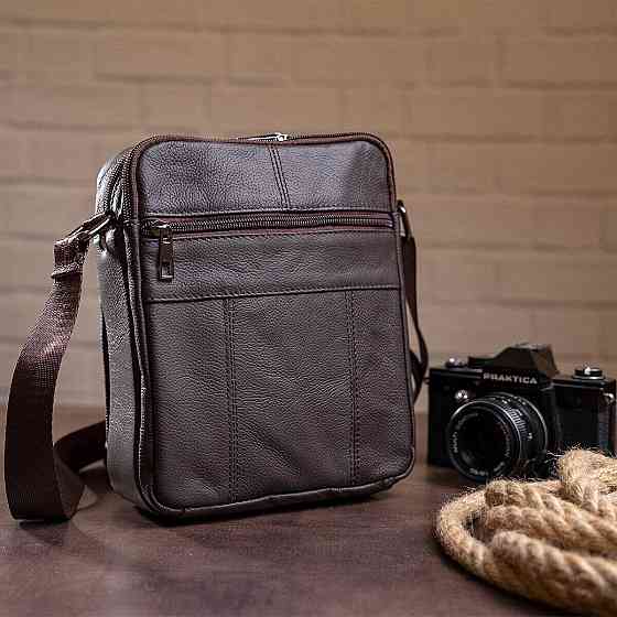 Сумка чоловіча компактна Vintage 14746 Коричнева Київ