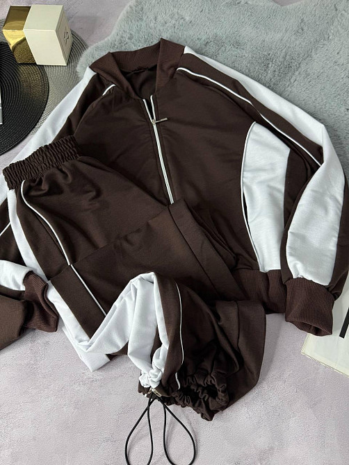 Женский стильный повседневный костюм двойка двунить Шоколад, 42/46 Одесса - изображение 6