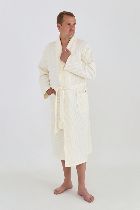 Чоловічий вафельний халат Ideal Textile ХXL ваніль (56860530) Чернівці - фото 3