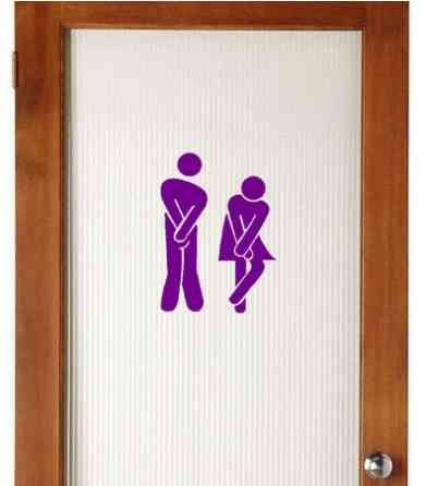 Наклейка сиреневая на дверь туалета - размер 20*14см Киев